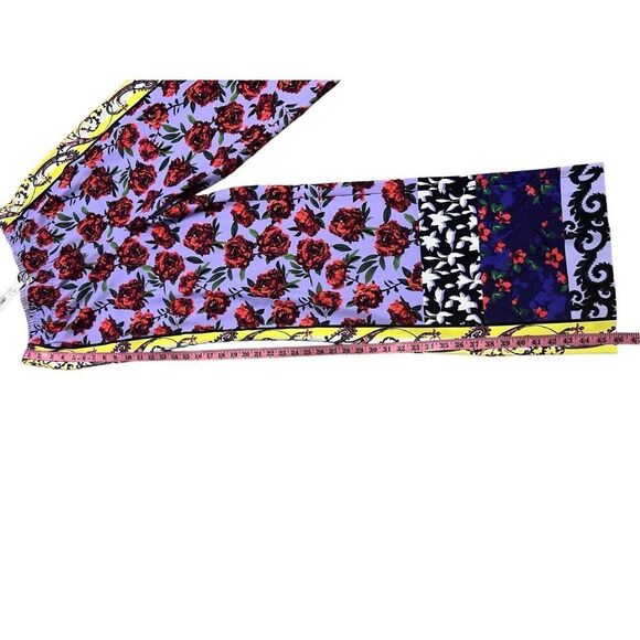 Alice + Olivia Stacey Bennet Multicolor Rose Print Mix Pattern Wide Leg Pants XL - Picture 10 of 11